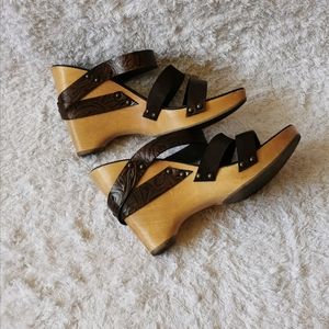 Wooden Heels Sandals, 7M, Brown